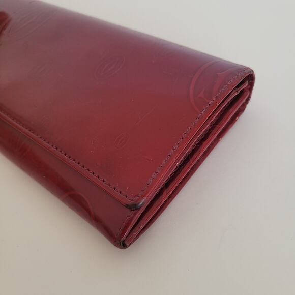 Cartier Happy Birthday Patent Leather Envelope Long Wallet Red Large Logo Clutch - Picture 11 of 11